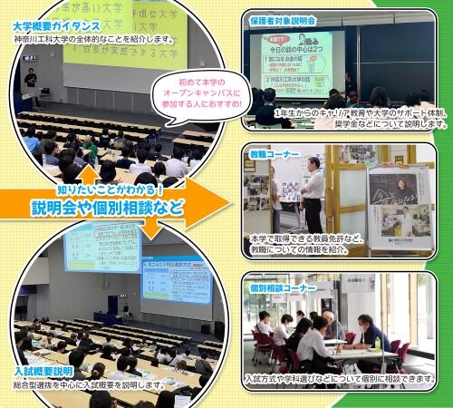 各種説明会、教職コーナーなど