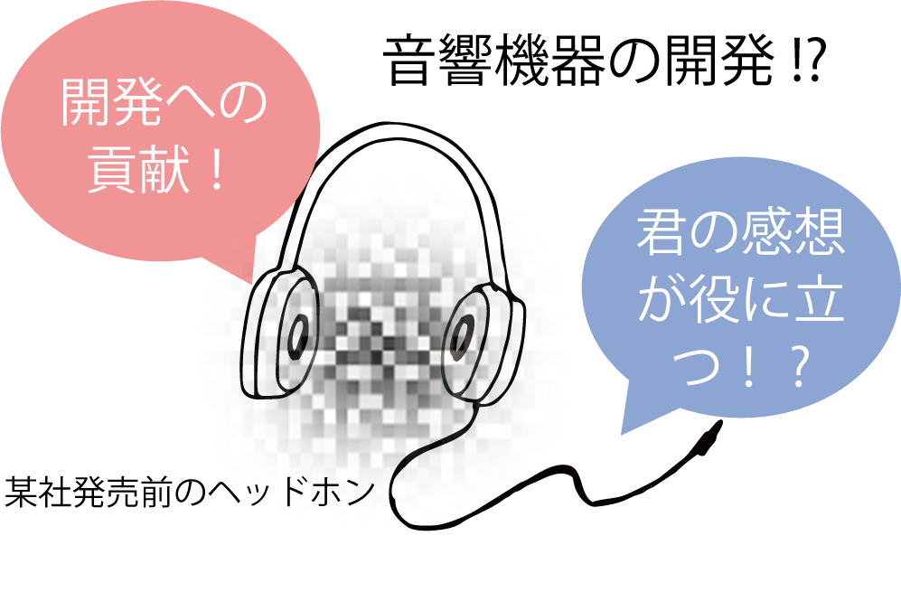 図4　発売前のヘッドホンを試して音響機器の開発にも貢献